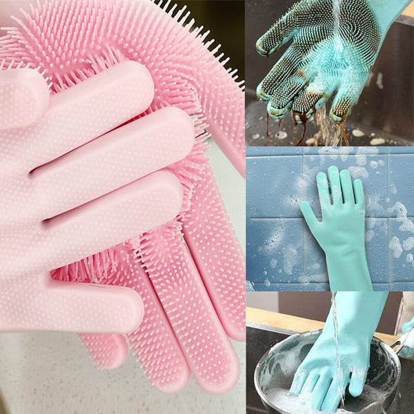 Silicone Scrub Dish Washing Gloves